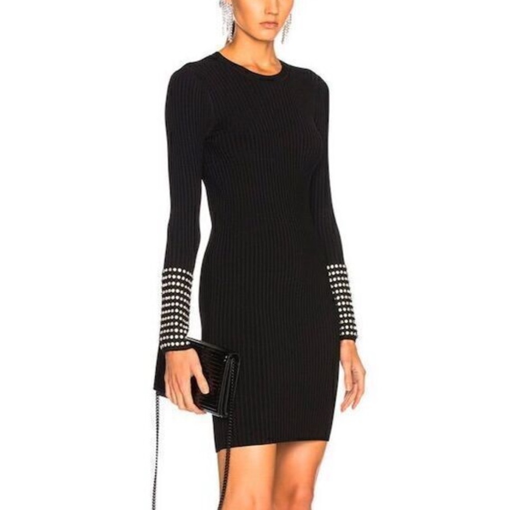 Alexander Wang Black dress with rhinestone Studded sleeves size Small